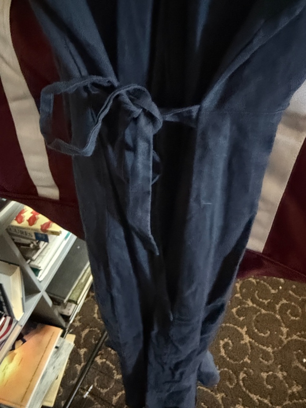 Navy Tie-Waist Linen Blend Duster - Picture 2 of 4